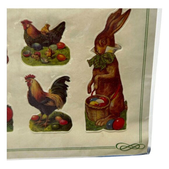 Vintage German Stickers Scrapbook Easter Bunny Hen EF Art No. 8073 Glanzbilder - Picture 7 of 10